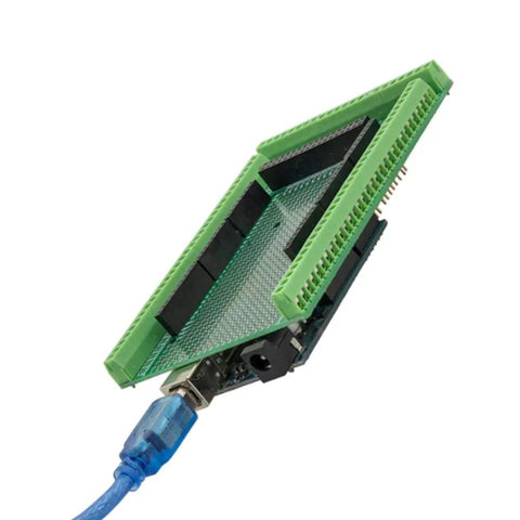 Mega 2560 R3 Prototype Screw Terminal Shield Board Kit With Pre-Soldered Headers For Easy Wire Connections And Prototyping On Arduino Mega 2560 No Soldering Needed green screw terminal shield with USB cable
