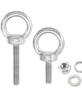 Stainless Steel Loop Bolts Set M10x30mm With Hex Nuts Flat Washers And Spring Washers Shoulder Eye Bolts For Hangin And Fastenin Long Thread 8 Piece Kit With Lock Nuts, two bolts and washers