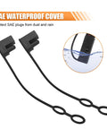 Rock Solid Hella Durable 8 Pack Sae 2 Pin Socket Covers in black protecting SAE plugs from moisture and dirt.