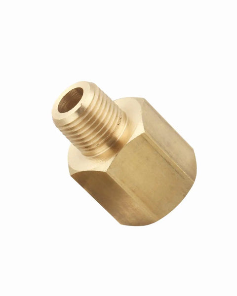 Brass One Eighth Inch NPT Male To One Quarter Inch NPT Female Pipe Adapter Fitting for water, air, gas, oil, and fuel lines