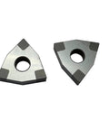 Two WNMG080404 CBN-6 inserts for 5/8 Inch CNC Lathe Tool Holder Bit Set with 0.4 corner radius for high-speed finishing of hardened steel.