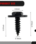 Heavy Duty Hex Head Self Tapping Screws For Auto Bumper Hood Trim 20 Pack, 0.3 in hex head, 0.73 in length, black finish.