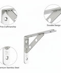 Heavy-Duty Wall Mount Shelf Support L-Bracket Stainless Steel For Kitchen And Bathroom Storage with fine craftsmanship.