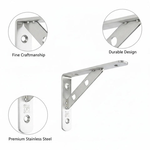 Heavy-Duty Wall Mount Shelf Support L-Bracket Stainless Steel For Kitchen And Bathroom Storage with fine craftsmanship.