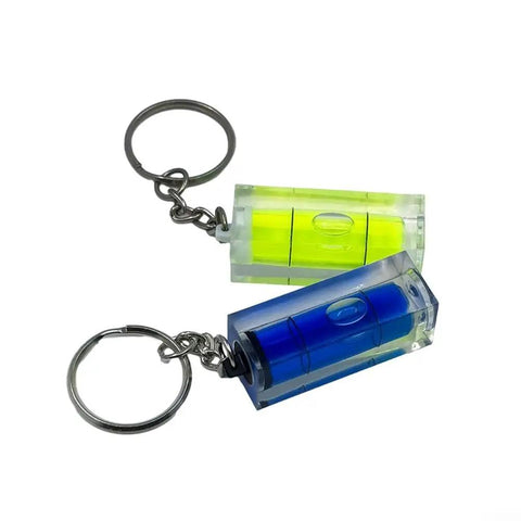 Square Level For Spirit Level Horizontal Measurement keychain with green and blue acrylic levels for accurate measuring.