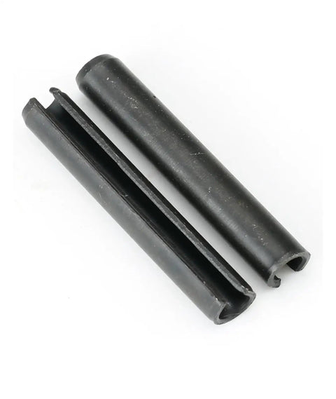 Close-up of two Stainless Steel Spring Roll Pins Pack Of 95 Dowel Tension Pins M1.5 To M6 8 To 20 Mm Black Zinc Carbon Steel Heavy Duty Fasteners