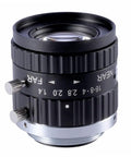 Sixteen Millimeter Focal Length Two Thirds Inch Fixed Lens for Machine Vision Cams, shown with locking focus and iris screws