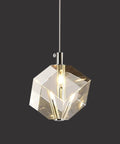 1 Light Cube Crystal Pendant Light Fixture Mini Square Clear Crystal Hanging Lamp With Chrome Canopy for Modern Homes