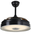 Dope Retractable Bluetooth Ceiling Fan With Light And Speaker, 42 Inch, Brown Finish, showing chandelier and speaker design