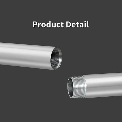 Close-up of Heavy Duty 3/4 Inch Threaded Steel Pipe Extenders 2 Pack, showcasing NPT threads for secure connections.
