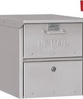 Roadside Mailbox In Silver Finish With Locking Front And Rear Doors, Outgoing Mail Tray, Red Signal Flag, Front Non Locking Deposit Panel