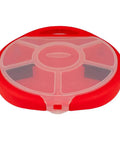 Red Bucket Seat Small Parts Organizer For 5 Gallon Buckets With Locking Lid, 6 Compartments, Removable Wall Pieces Visible Top View
