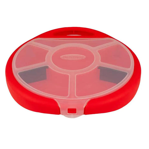 Red Bucket Seat Small Parts Organizer For 5 Gallon Buckets With Locking Lid, 6 Compartments, Removable Wall Pieces Visible Top View