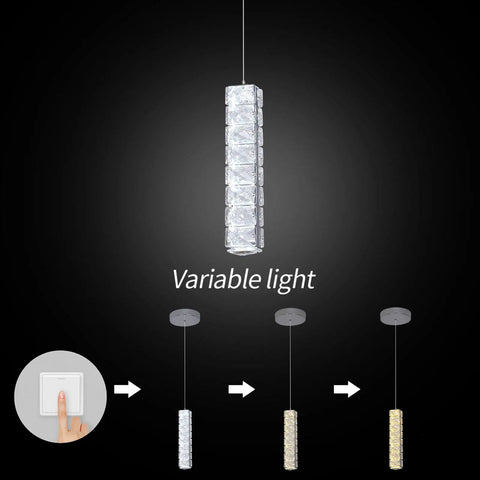 Crystal Ceiling Light With Remote 3 Color Dimmable Modern Flush Mount LED Fixture showing light variations.
