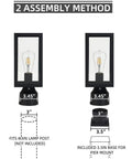 Dusk To Dawn Outdoor Post Light With Pier Mount Base Matte Black Lamp Post Lantern assembly methods diagram