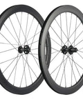 Carbon Disc Wheelset 50C-25 Clincher With Center Lock 12x100 Thru Axle, lightweight wheels with aerodynamic deep rim design.