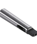 Morse taper drill sleeve reducing adapter MT1–MT2; silver metal cylinder with black machined end.