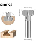 Heavy Duty 1/2 Inch Pull Router Bit For Woodworking With 12Mm Shank showcasing detailed wood cut and dimensions.