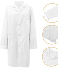 Men's White Lab Coat, Long Sleeve Professional Medical Coat For Doctors, Pharmacists, Students And Adults, Sturdy And Comfortable Fit