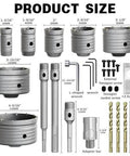 METOTY 22-piece concrete hole saw kit with alloy steel saws 30–110 mm for stone/brick/cement drilling; includes arbors.