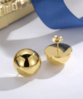 Half Ball Stud Earrings for Women, Gold Tone 20mm Round Ball Jewelry, Gold plated stainless steel
