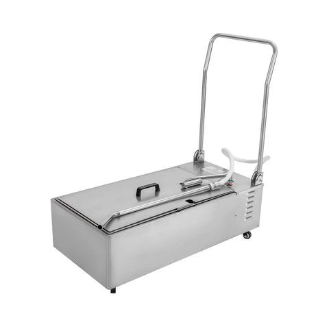 Commercial 55 Gallon Portable Fryer Oil Filter Cart With 110V Pump Corrosion Resistant Stainless Steel Kitchen Machine for grease cleanup.