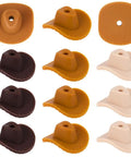 Cowboy Hat Silicone Beads Set For Jewelry Making And DIY Craft With Mini Western Cowboys 3D Charms in brown, beige, burnt yellow hues