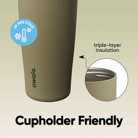Forty Ounce Insulated Stainless Steel Water Bottle Leakproof Travel Flask Double Wall Thermos displaying cupholder friendly design.