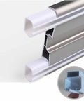 Close-up of Rock Solid Heavy Duty Double Rail Sliding Barn Door Hardware Kit aluminum ceiling track system components.