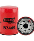 Lube Spin On Filter B7449 Replacement For Industrial Engines And Equipment, showing side and top view, heavy duty design