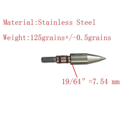 Pro Grade Stainless Steel Archery Field Points Set 125 grains with dual rubber O-rings, CNC lathed precision.