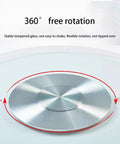 Top Shelf Heavy Duty Tempered Glass Lazy Susan Turntable, Smooth 360 Degree Swivel Rotating Serving Tray showing 360 degree rotation feature.