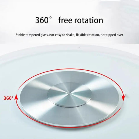 Top Shelf Heavy Duty Tempered Glass Lazy Susan Turntable, Smooth 360 Degree Swivel Rotating Serving Tray showing 360 degree rotation feature.
