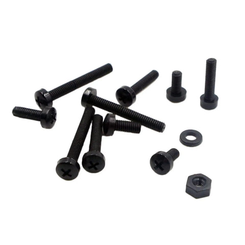 Metric M2.5 Nylon Phillips Pan Head Screws Nuts Flat Washers Assortment Kit Black PA66 360 Pcs focus