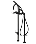 Concord Freestanding Tub Faucet With Supply Line Matte Black Finish Solid Brass Floor Mount Stop Valve 11 And 5 Eighths Inch