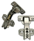 Two Pack 90 Degree Corner Cabinet Hinges Soft Close for Kitchen Cabinets with blind angle design shown in silver with screws