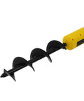 Cordless Post Hole Digger With 20V DC 350W Motor 550 RPM Auger, black manganese drill, yellow handle detail, for easy hole digging.