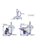Four Pack Silent TPE Furniture Caster Wheels One Inch Plus Two Inch Lightweight Universal Screw Base Gray Chair Casters dimensions and details