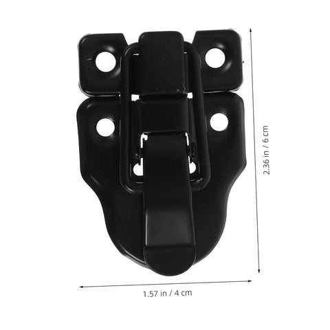 Black Duckbilled Hasp Toggle Lock for Jewelry Boxes and Wooden Cases with dimensions shown