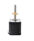 Top Shelf Nema 17 Stepper Motor Matched With 310Mm Lead Screw showing black motor with lead screw and brass coupling, designed for CNC machining.