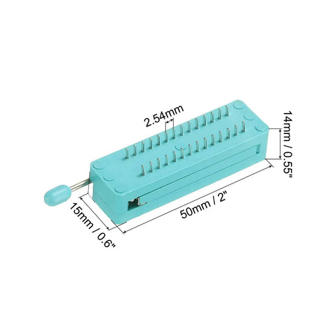 Universal ZIF IC Test Socket 28 Pin 2.54mm Pitch Narrow For Microcontrollers Chips Breadboards And Programming ICs 4 Pack Handy Prototyping Kit