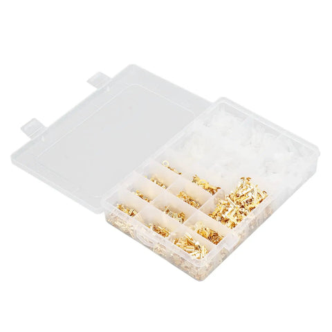 Slick Setup Pro Grade Killer Spade Connector Kit With 1000 Gold Plated Copper Male Female Wire Crimp Terminals in a storage box.