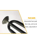 Close-up of Heavy Duty Hairpin Table Legs Non Slip Pads showing adjustable foot pads for anti-scratch hardwood surfaces.