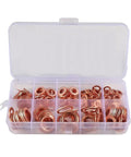 Flat Washer Kit For Sump Bolts And Engine Seals High Heat Red Copper Construction 300 Piece Assortment With Metric Sizes For Bolts And Nuts Heavy Duty Gasket Sealing And Pressure Resistance in plastic case