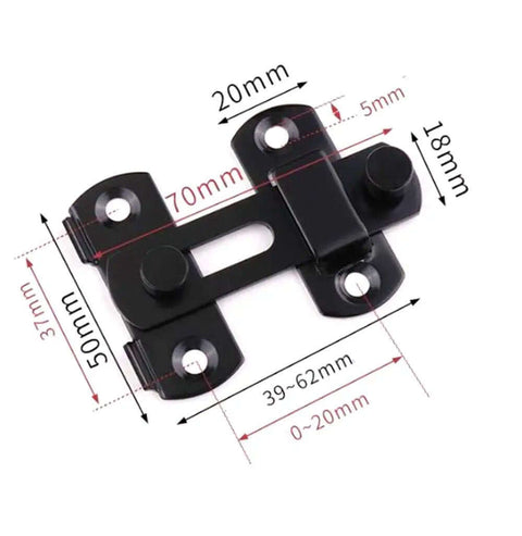 Dimensions of Two Pack Small Stainless Steel Flip Lock Safety Door Bolt Holder Latch Black With Anti Oxidation Finish shown
