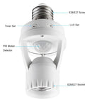 Smart Motion Sensor Light Socket Screw In Bulb Adapter For E26 E27 Outlets Auto On Off When Motion Detected No Fuss Install Perfect For Garage Storage Rooms Hallways Basements 4 Pack, white plastic, front view