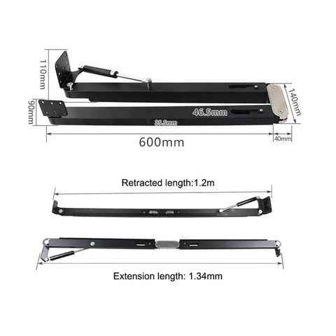 Heavy Duty Black Folding Table Hinge With Smooth Gliding Action For Hidden Dining Table And Cabinet Desktop Connector, 600mm length.