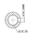 Technical drawing of Heavy Duty Double D To Thirteen Sixteenth Inch Thirty Six Spline Universal Steering U Joint showcasing spline dimensions.