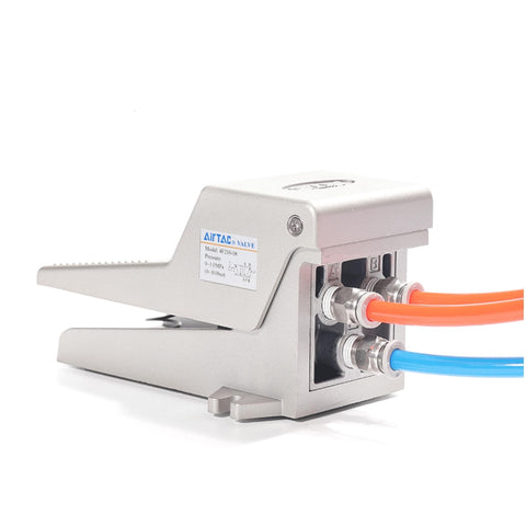 Workhorse Foot Pedal Valve Five Two Way Pneumatic Actuated By Foot Switch side view showing air pressure connections