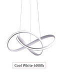 Cool White 6000k LED light from Dope 19 Inch Modern White Island Pendant Light Fixture 36W LED Build Dimmable With Remote Control 3 Color Temps